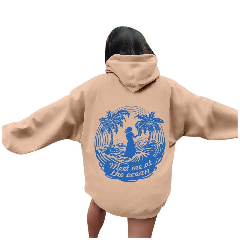Damen Kapuzenpullover mit langen Ärmeln, tief angesetzten Schultern und Rippstrick (XS-5XL) - Modischer Pullover mit Aufdruck Sportbekleidung