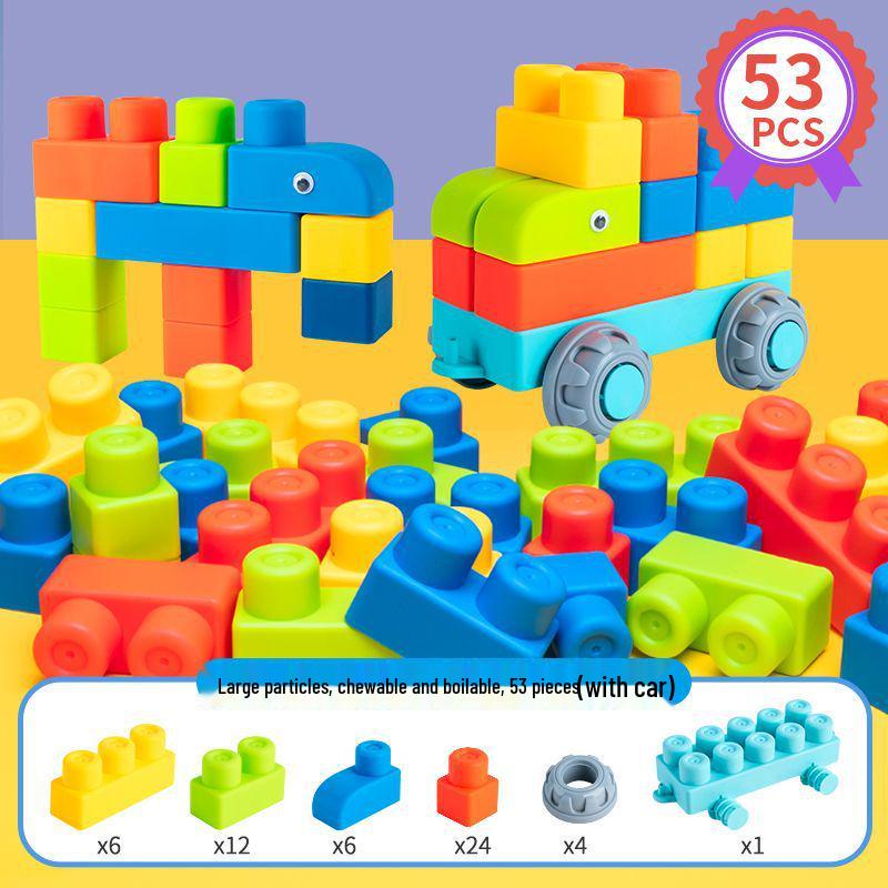 Large Soft Rubber Baby Building Blocks - Safe for 1-2 Year-Olds