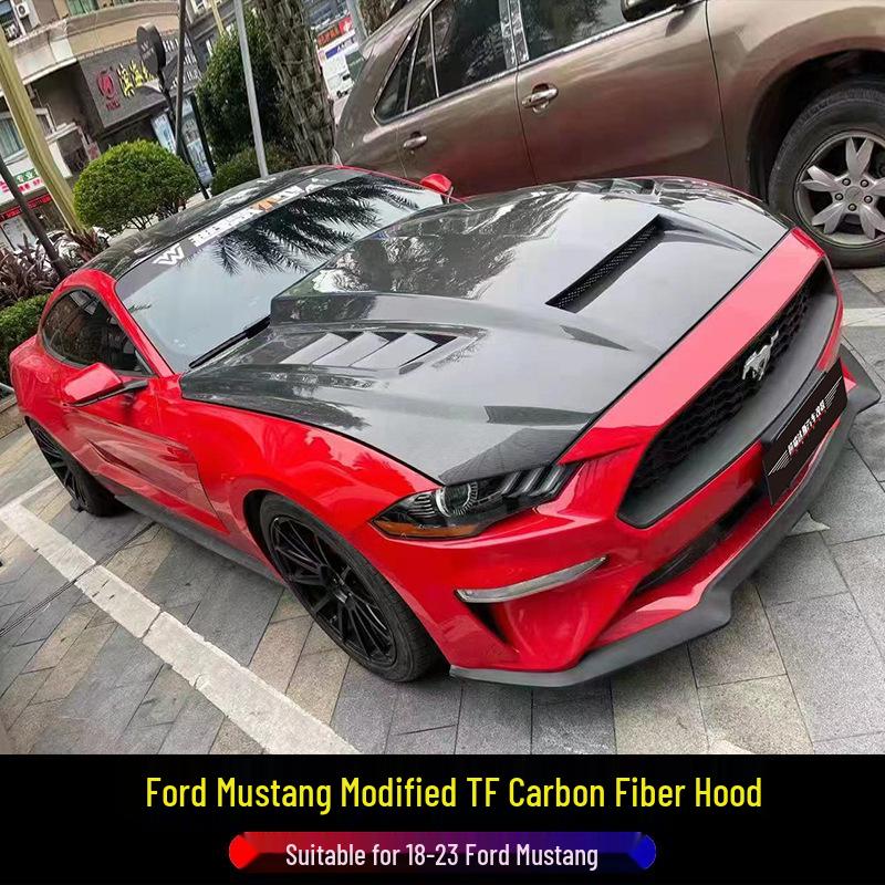 18-23 Ford Mustang TF Carbon Fiber Ventilated Hood for Engine Cooling