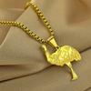 Kinitial Laser Carved Exquisite and Fashionable Stainless Steel Necklace, Ostrich Pendant, Birthday Commemorative Gift