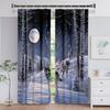 Natural Forest Snow Scene Exterior Door Thin Window Curtains for Kids Living Room Bedroom Bathroom Kicthen Cupboard Hooks2Pieces