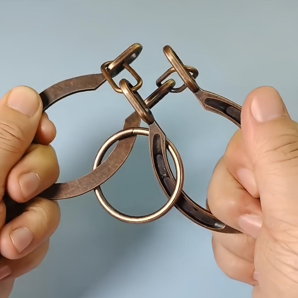 Kupfer Antik Puzzle Schloss, Klassisches Metall Knobelspielzeug, Zerlegepuzzles für Erwachsene, Tragbare Geschenkidee, Runde Form, Anderes Metallmaterial