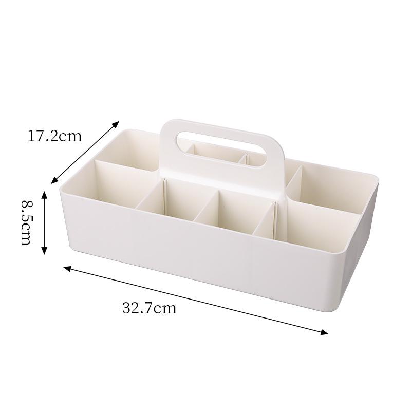 Desktop Cosmetic Organizer with Handle Multi Compartment Makeup Storage Box Plastic Stationery Caddy for Vanity Table Organizer