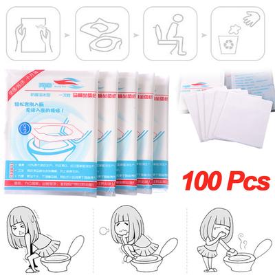 100 ST Bärbara Hygieniska Toalettkuddar Engångs Toalettsitsskydd Matta Papper
