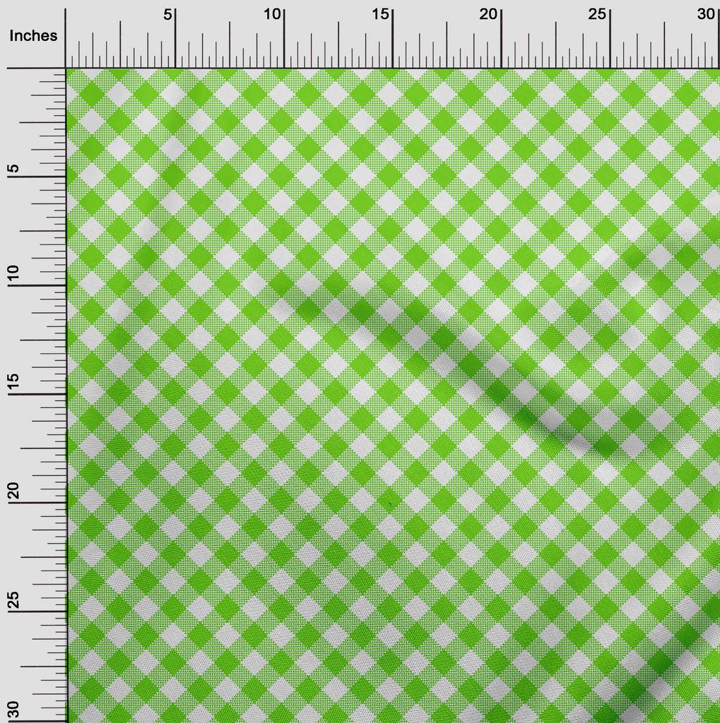oneOone Cotton Flex Light Green Fabric Check Sewing Fabric By The Yard Printed Diy Clothing Sewing Supplies 40 Inch Wide -