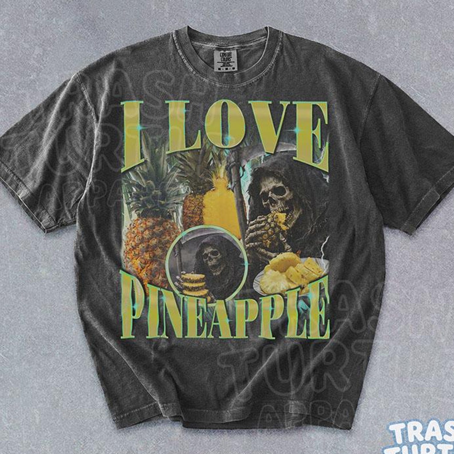 I Love Pineapple Shirt Funny Skeleton Meme TShirt Hilarious Bootleg T-shirt Joke Pineapple Lover Graphic Tee 3XL
