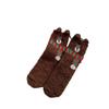 Autumn and Winter Coral Fleece Socks, Three-dimensional Ears, Scarves, Bear Socks, Non-shedding Half-fleece Socks, Warm Thickened Floor Socks