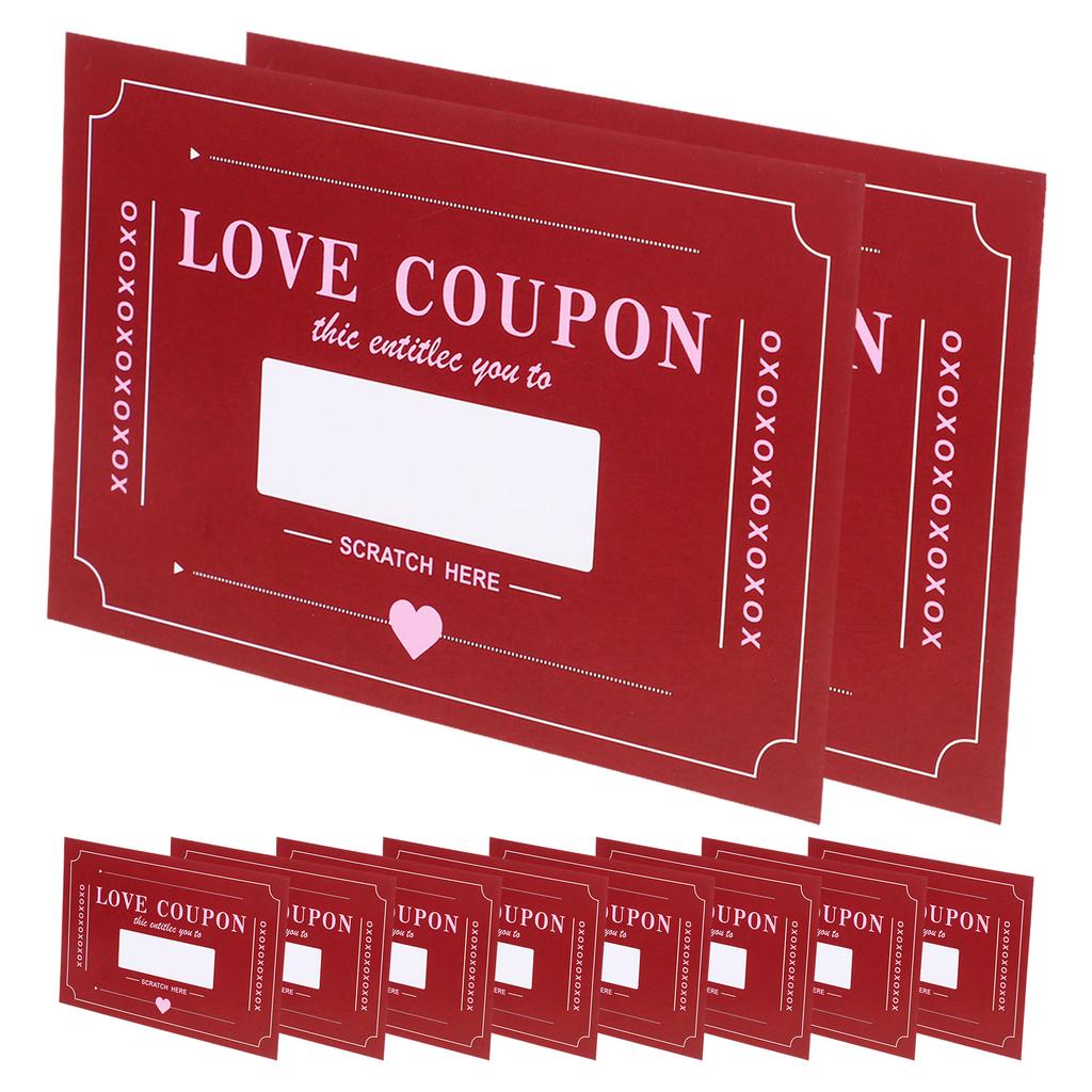 20 Sheets Valentine's Day Scratch Card Date Cards Coupon Kids Couple Paper Cute for Couples