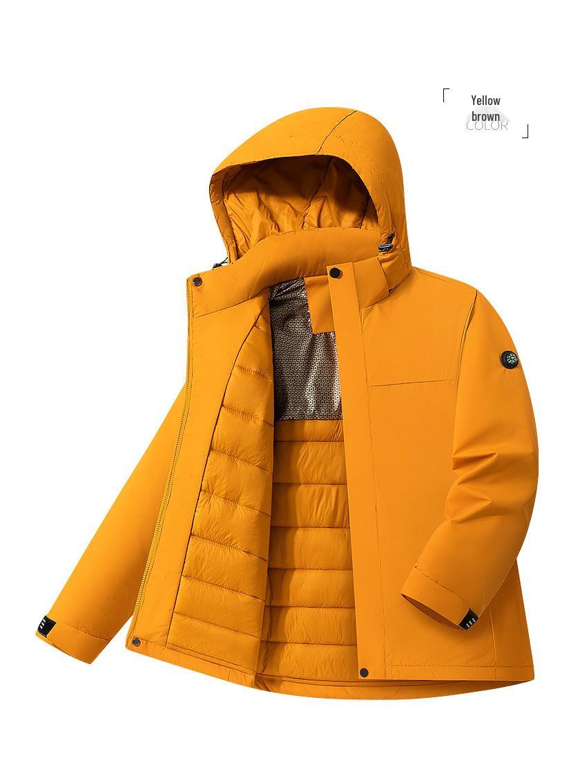 

Men s Winter Graphene Jacket: Warm, Unisex Outdoor Sports & Business Mountaineering Coat M жовтий/коричневий
