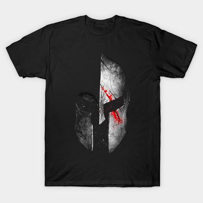 Men Black Print T-shirt Super Large TShirt Spartan Ii No-Cut Transfer Paper Print Cotton Tshirt