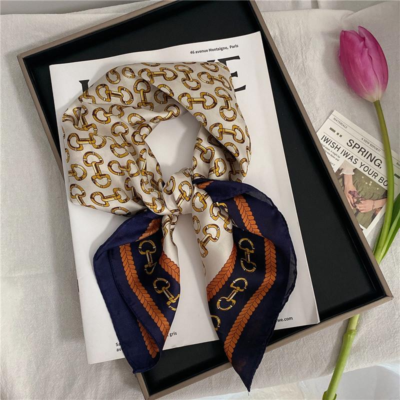 Luxury Desig Cashew Print Square Scarf Women’s Summer Breathable Silk Bandanna Luxury Female Neckerchief Fashion Hijab Gift 70cm