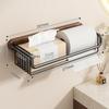 Black Walnut No-Drill Toilet Paper & Towel Holder with Trash Can