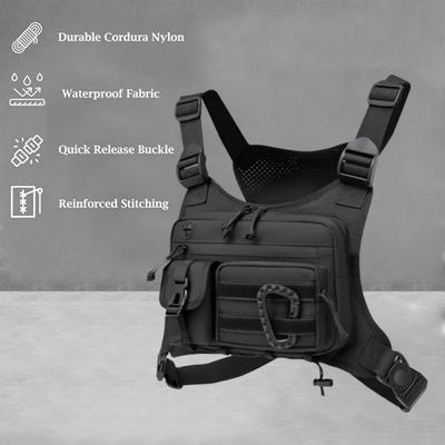 Nylon Vest Chest Bag Men's Front Chest Pack Hunting Bag Anti-Theft Chest Pack Rig for Outdoor Camping Cycling Running Travel