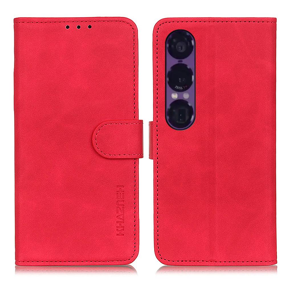KHAZNEH Etui na Sony Xperia 1 VII Skórzane PU Tekstura Retro Pokrowiec na Telefon