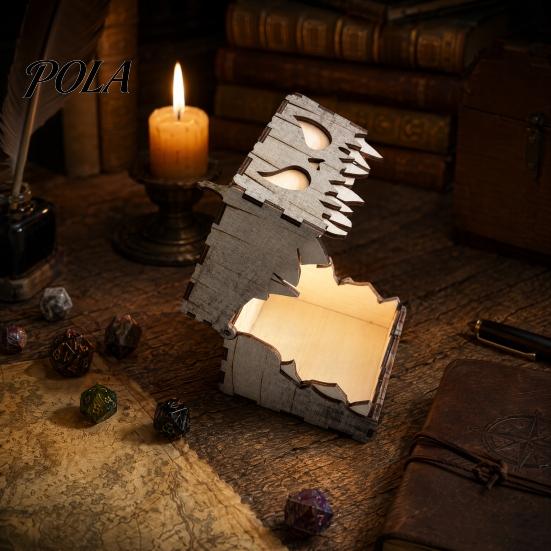 Dark Atmosphere Party Props Halloween Wooden Pumpkin Candle Holder, Jack O Lantern Demon Face Box Night Light Decor, Tabletop Centerpiece for