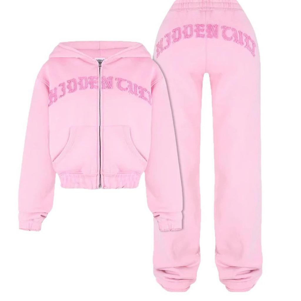 RogueWave Casual Zip Hooded Two Piece Sets Women Fashion Sporty Streetwear