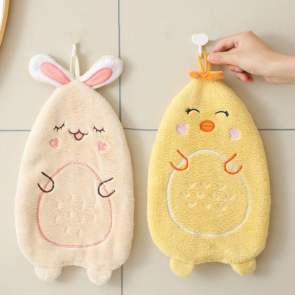 2Pcs Cute Cartoon Chicken Hand Towel Piglet Children's Handkerchief Animal Bath Towel  Kitchen