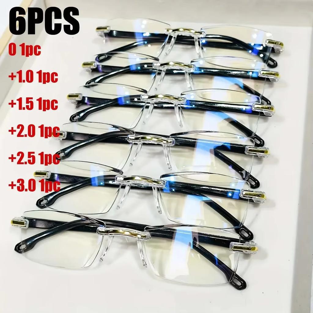 6 Stück Hohe Härte Anti-Blaulicht Hochwertige Lesebrille Ultraleicht Fernsichtbrille Bis +4.0 Unisex Augenschutzbrille