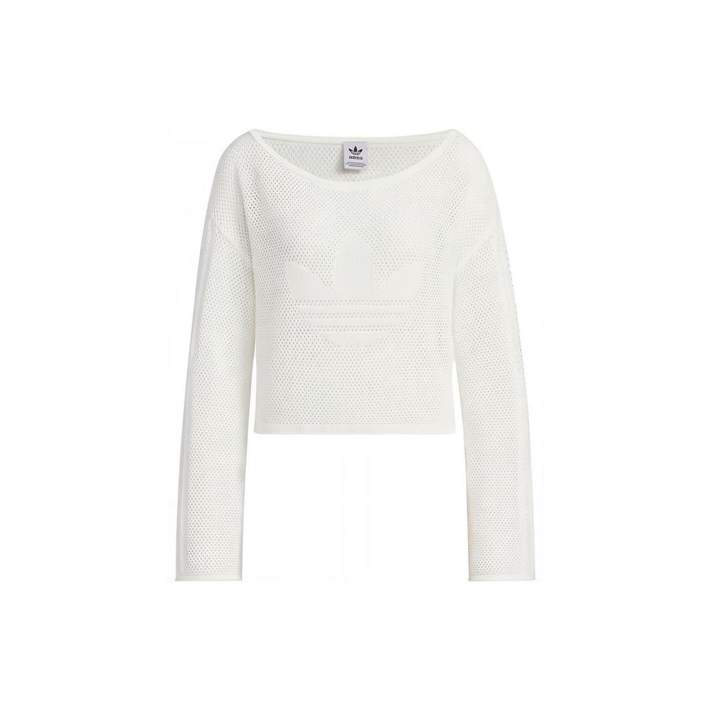 Adidas Originals Sheer Knit Long Sleeve Top Women Tops White JI7043
