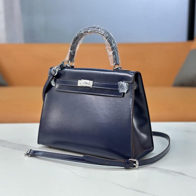 2026 new leather cowhide women's bag mini bag BOX glossy leather patent leather Kelly bag, handbag shoulder bag