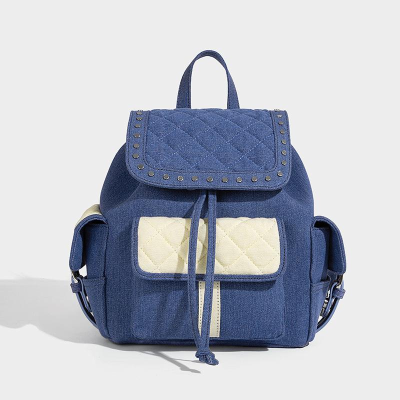 

2025 New Fashion Commuter Women s Bag Custom Backpack Women s Travel Book Bag Simple Casual Lightweight Large Backpack Blue（Without doll）