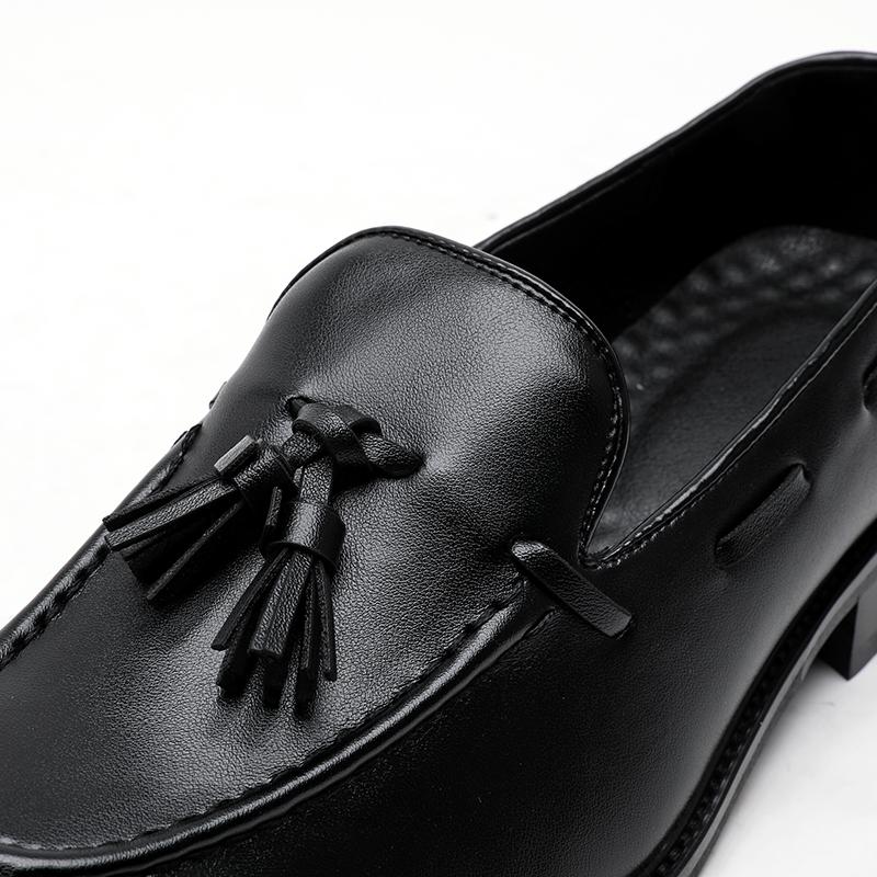 Hight Quality British Style Pointed Leather Shoes for Men's Black Brown Hombre Wedding Banquet Casual Dress Large Size Loafers