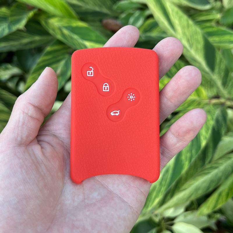 

ZAD Silicone Rubber Car Key Case Cover Holder Shell For Renault Clio Logan Megane 2 3 Koleos Scenic Card 4Button Car-styling fob красный