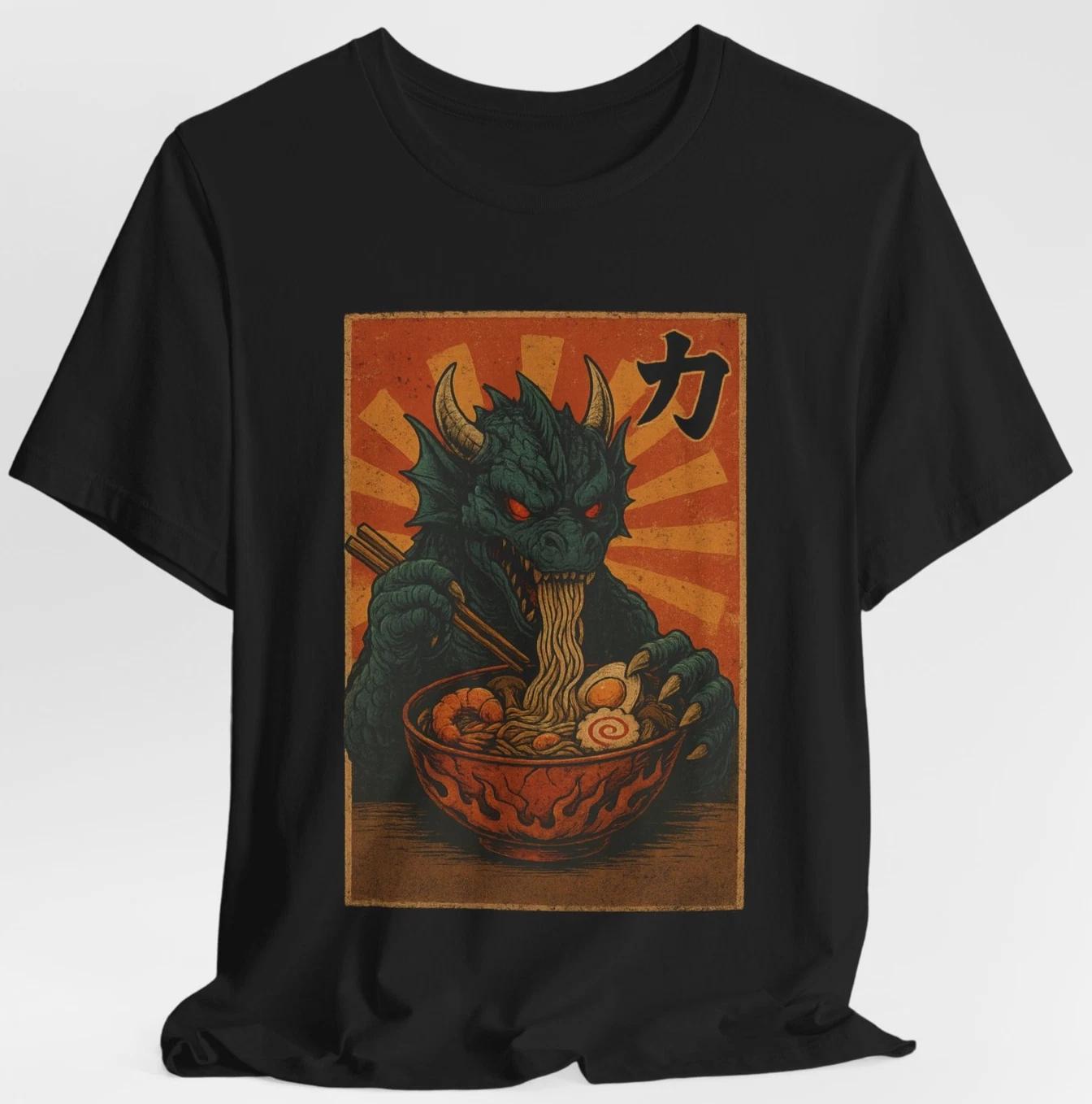 Dragon Ramen T-Shirt Japanese Kanji Chikara Power Strength Funny Anime Monster 2XL