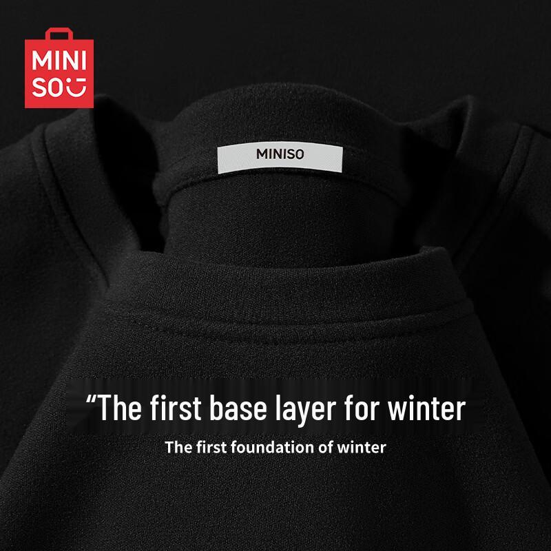 MINISO Men s Basic Fleece-Lined Long-Sleeve Thermal T-Shirt XL