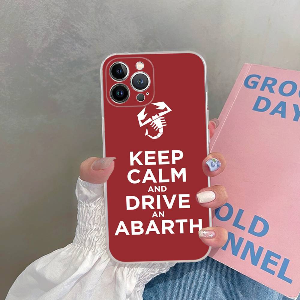 A-Abarth LOGO Transparent TPU Phone Case For IPhone 17 11 12 13 14 15 16 Pro Max 16 Plus Cover