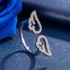 Angel Wings Micro-Inlay Hollowed-Out Wing Adjustable Opening Rings For Women Finger Jewelry Gifts