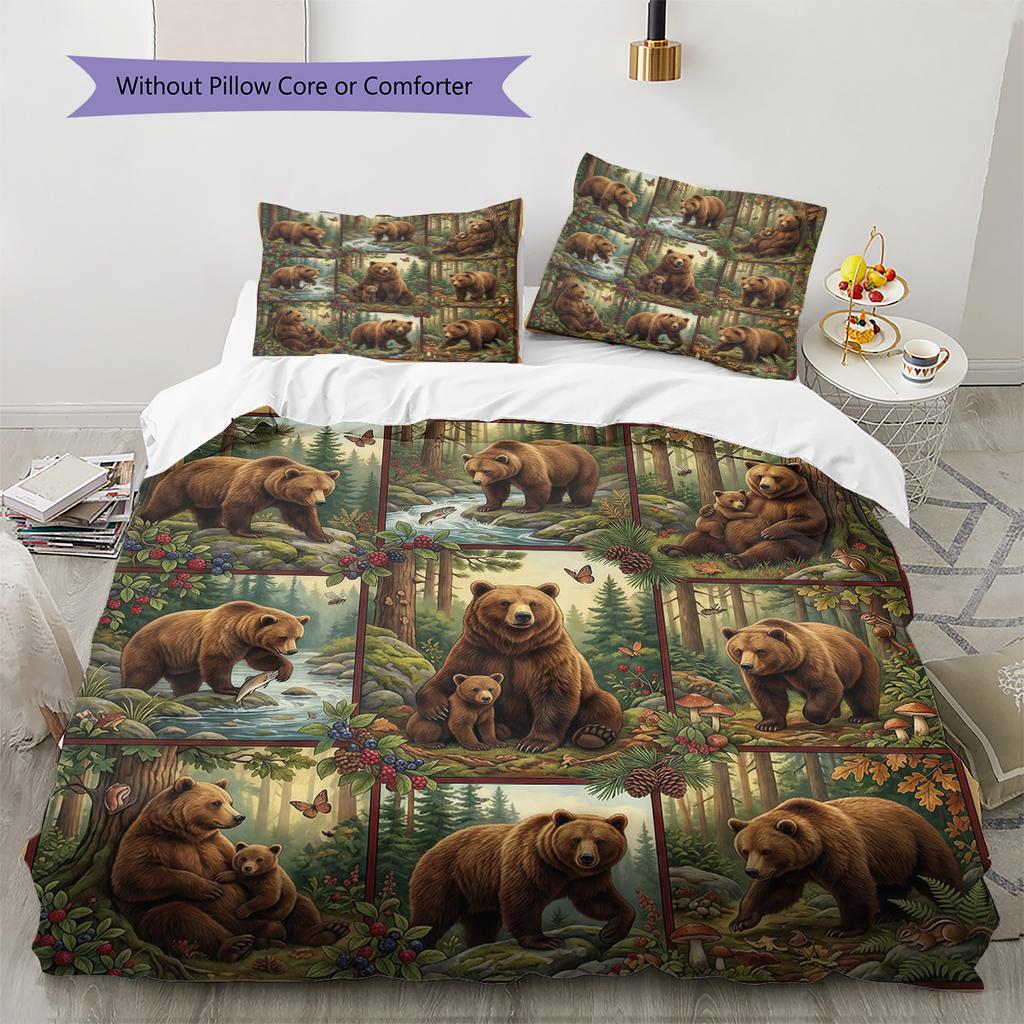 Retro Oil Painting Animals Pattern Bedding,Quilt Set Quilt Cover Pillowcase Home Birthday Gift (1 * duvet cover + 2 * pillowcase, without core)