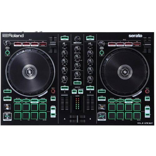 Roland DJ-202 DJ Controller, Serato DJ Compatible, Features TR-909/TR-808/TR-707/TR-606 Sound, Includes Microphone Input, Portable Compact Design