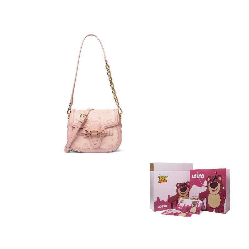 

New Disney Synthetic Leather, Textile Mosaic Crossbody Bag, Shoulder Bag Women s Pink BMK-72697 20.1*7.1*14.0CM