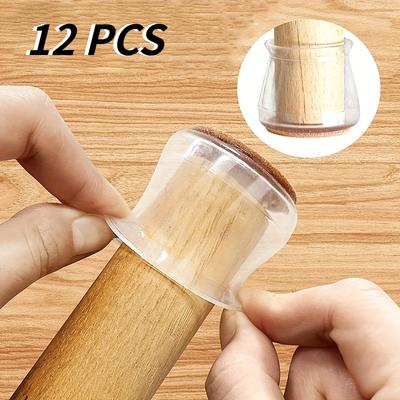 12-Pack Large Silicone Chair Leg Protectors With Felt - Anti-Skid, Clear Round Covers For Floor Protection - Perfect For Restaurants, Hotels, Cafes