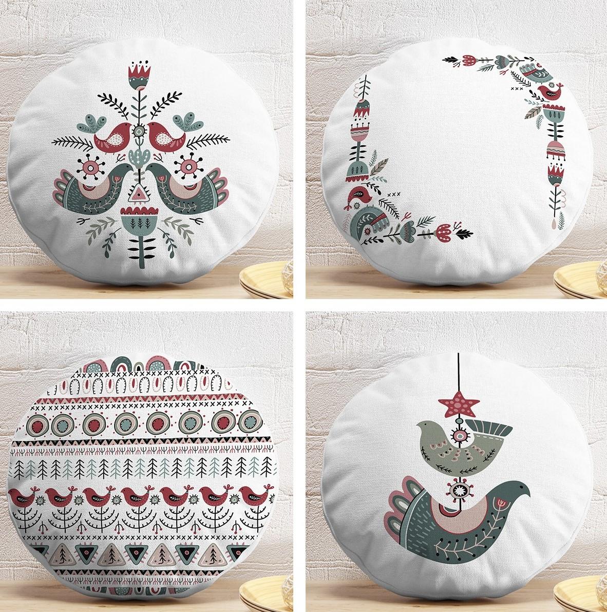 

4 шт. Этническая птица дизайн цифровая печать современная круглая подушка наволочка набор 43*43 cm