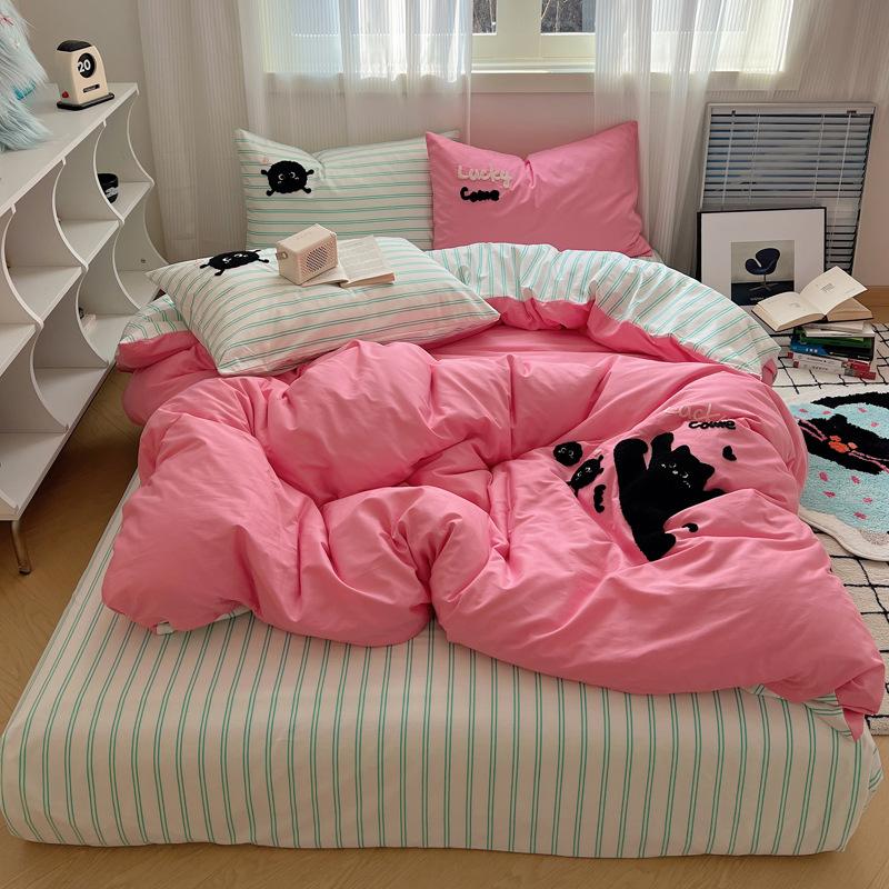 Small Fresh Bed Four-piece Set of Pure Cotton Bedding Quilt Cover Sheets