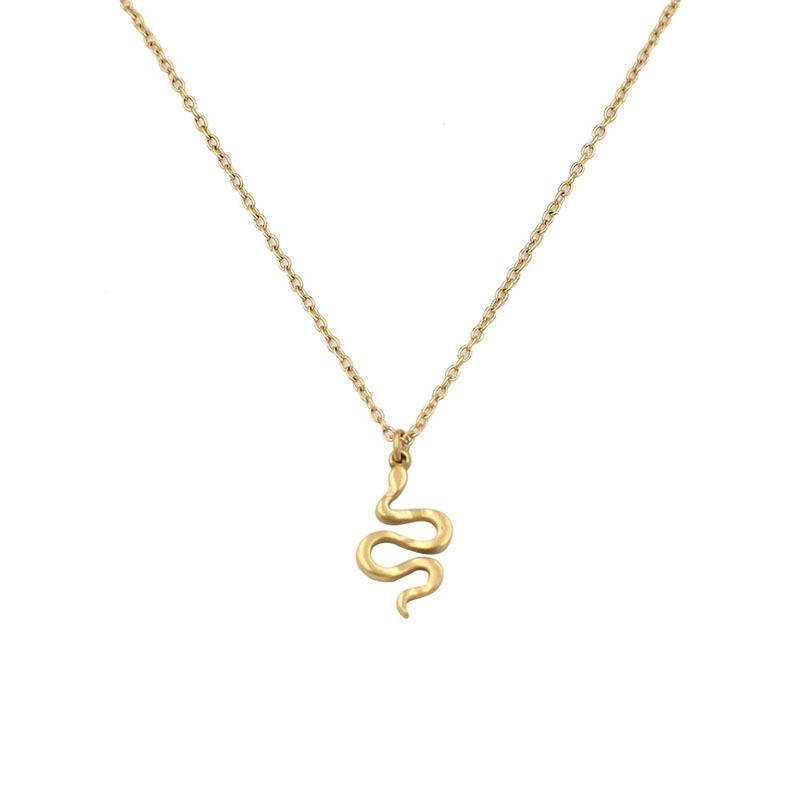 Spezielle Edelstahl-Kettenring-Schlangen-Anhänger-Halskette Schmuck Damen Persönlichkeit Trend 18K Gold Schlüsselbein-Kette Verblasst Nicht