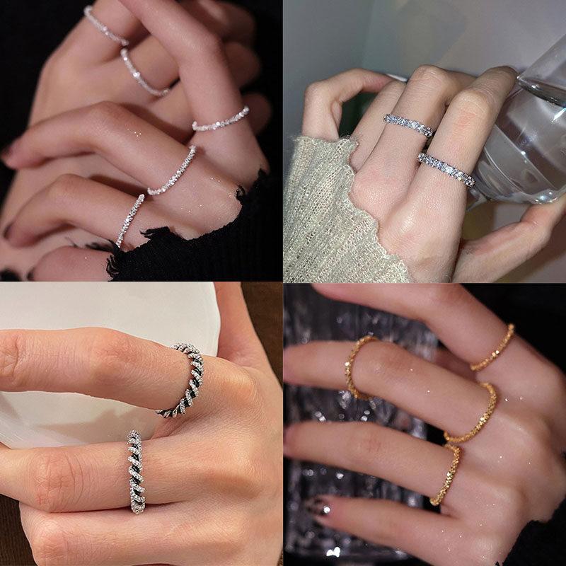 Inel cu zircon Inele de oțel inoxidabil cu zirconiu clasic Moda de lux Femei Inele cu personalitate Fete Norocoase Cadouri pentru petrecere de nuntă