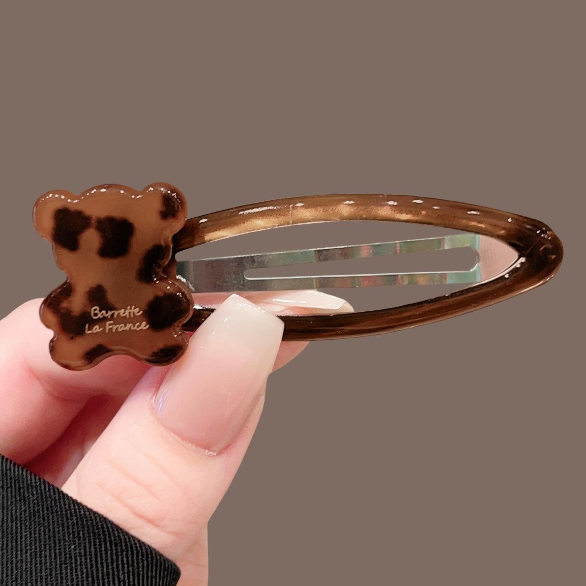 

1 шт. Изысканный Модный Ретро Леопардовый Принт Мультяшный Крайний Зажим Маленький Мишка Звездочка Кошка Нишевый Милый Стиль Зажим для Челки Вьющиеся Волосы