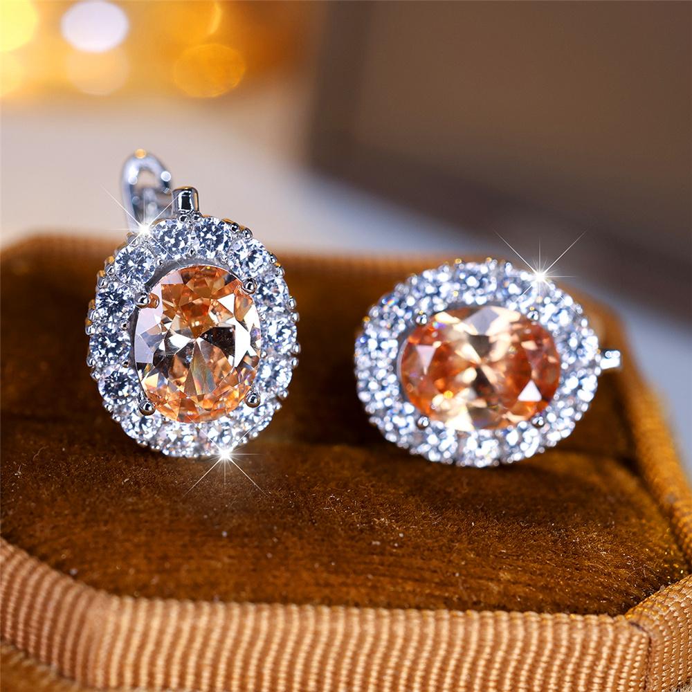 Cute Small Blue Green Purple Zircon Stone Hoop Earrings For Women Charm Female Silver Color Wedding Jewelry Gift