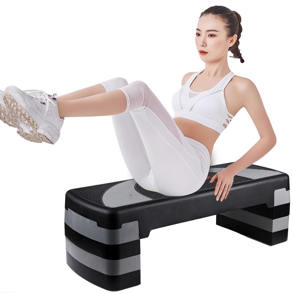 4 Level PP & ABS Gray & Black Aerobic Exercise Step Stepper Riser Gym Heavy Duty  Cardio Fitness Bench New