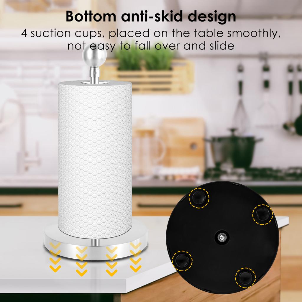 Stainless Steel Paper Towel Stand Nonslip Kitchen Roll Holder Freestanding Paper Roll Holder Stand Desktop Kitchen Paper Holder