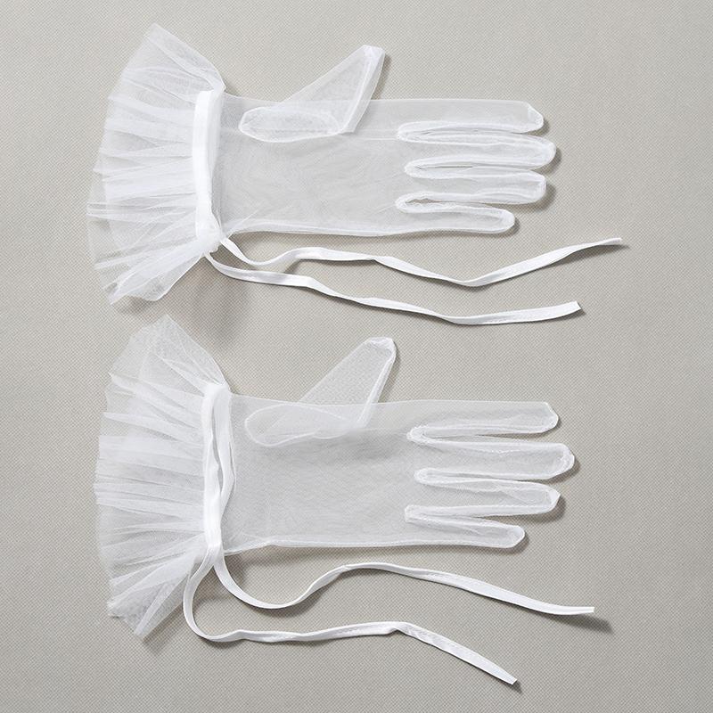 

Высококачественные белые короткие кружевные полые тюлевые перчатки на все пальцы, женские свадебные платья, аксессуары для вечеринок