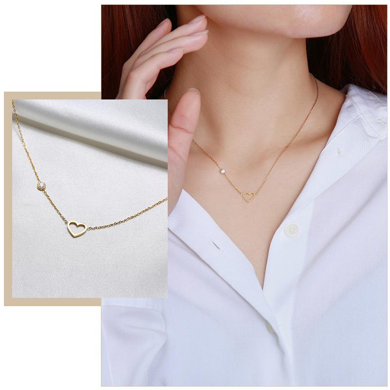 Xiaomi Vnox Chic Heart Love Charm Choker Necklaces for Women, Gold Color Stainless Steel Metal Link Chains, Dainty Gifts for Her