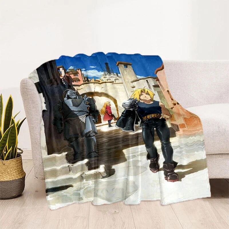Fullmetal Alchemist Soft Plush Sofa Bed Throwing Cartoon Picnic Thin Blankets Modern Flannel  Cover Gedruckt Bettdecke Geschenk