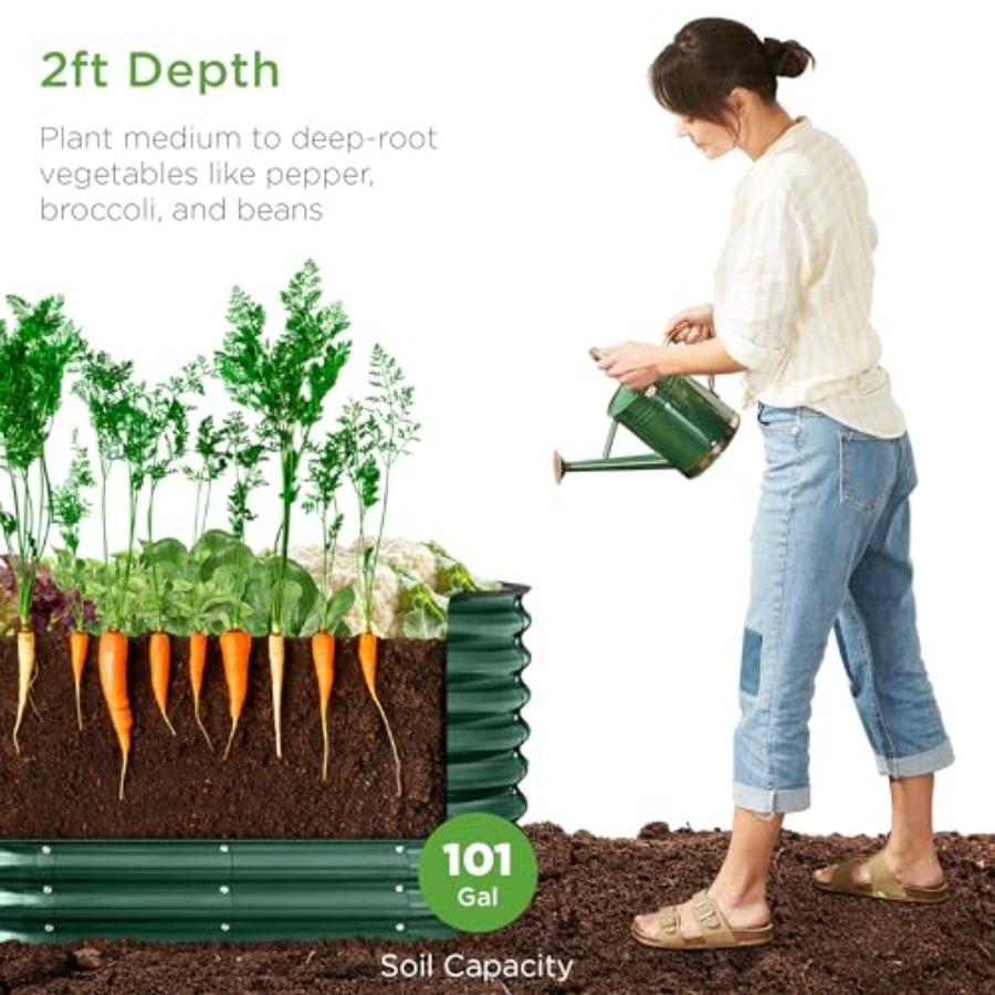 4x2x2ft Outdoor Metal Raised Garden Bed Oval Deep Root Planter Box for Vegetables Flowers Herbs and Succulents w 101 Gallon Cci