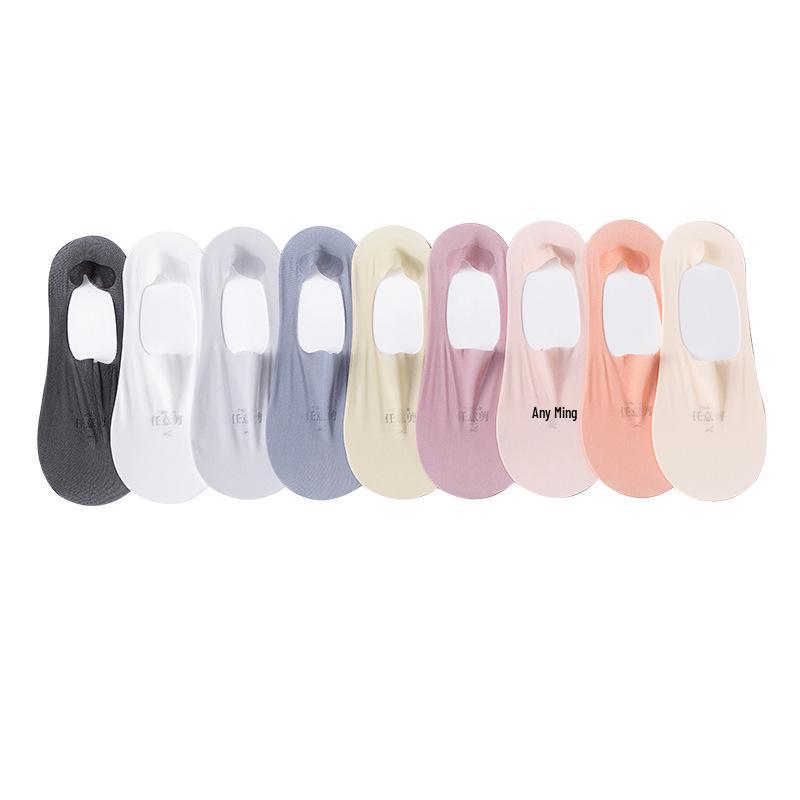 Women's Ultra-Thin Low-Cut No-Show Boat Socks - Pure Cotton Bottom, Silicone Non-Slip, Breathable Mesh, Invisible Ice Silk.