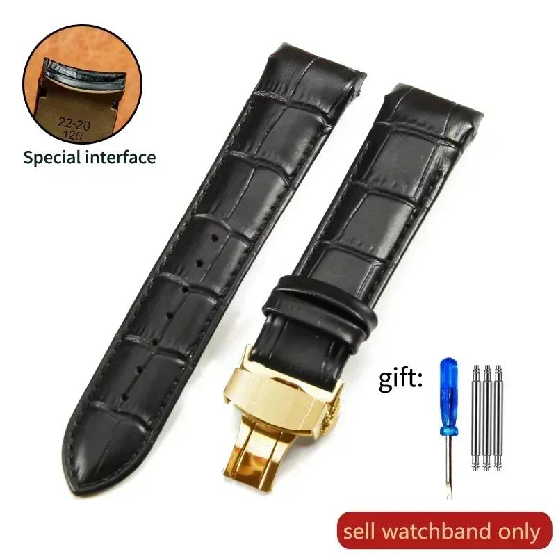 Calfskin Genuine Cow Leather Watchband Belt for Tissot T035 Watch Strap Bracelets Butterfly Buckle Replacement 22mm 23mm 24mm