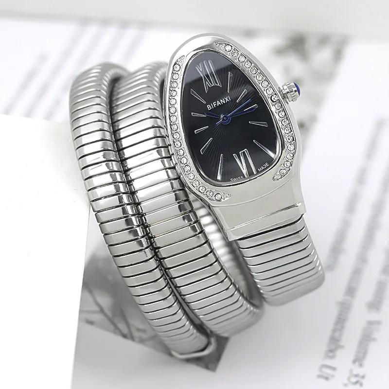 Diamond Gold Quartz Watch Women's Classic Snake Shape Watch Fashionable Elegant High Grade Women's Watch AAA Ladies Watch Girl